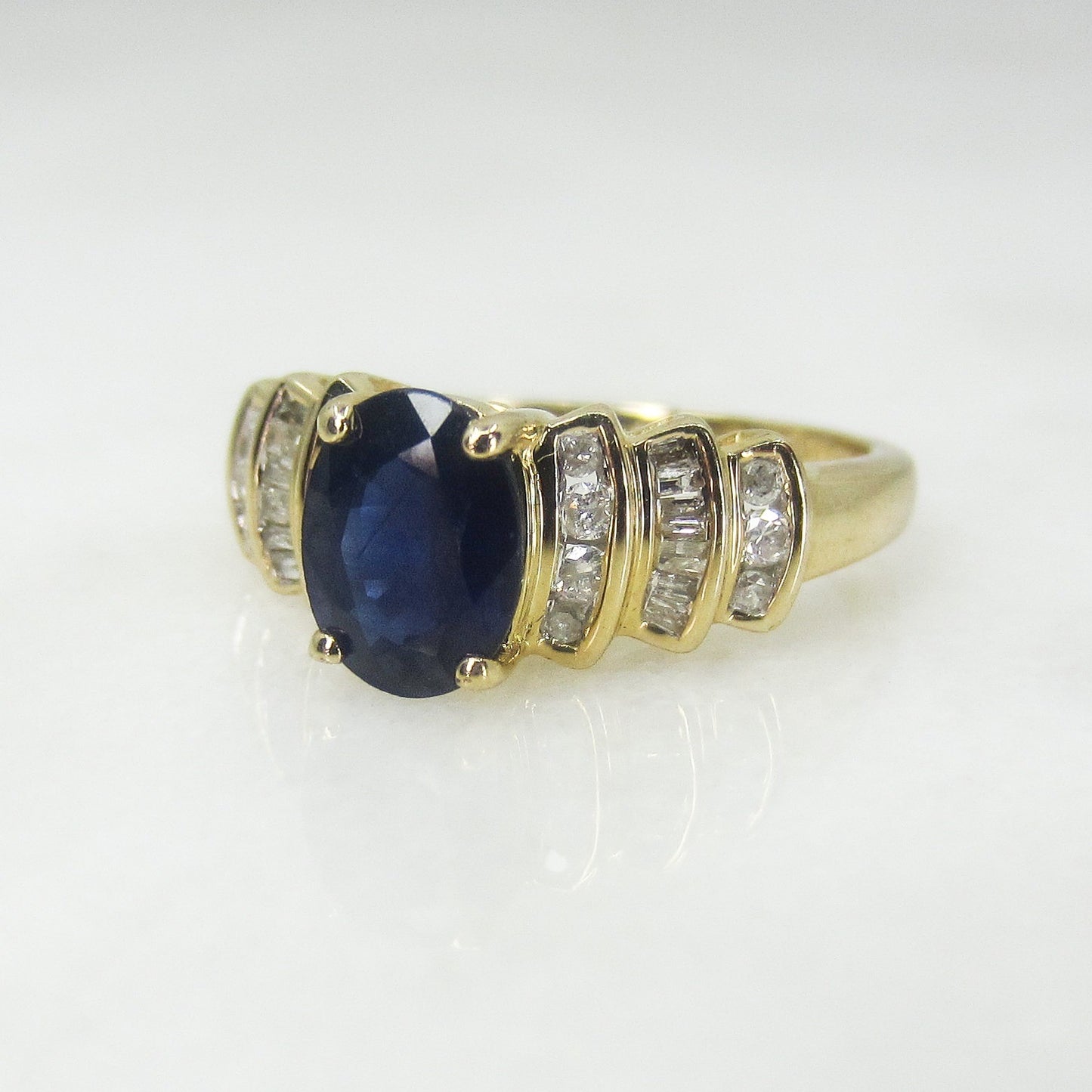 SOLD--Vintage Sapphire and Diamond Ring 14k c. 1980