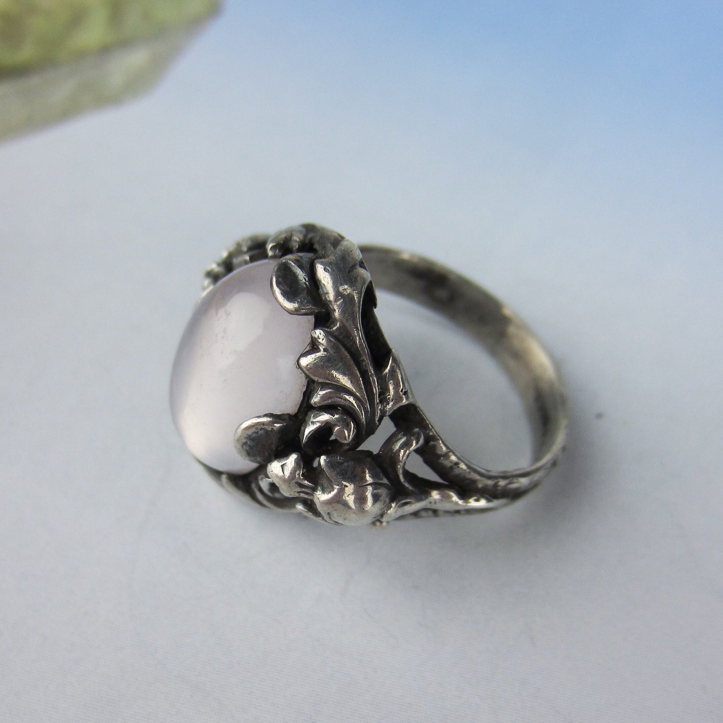 SOLD--Arts and Crafts Moonstone Ring Sterling c. 1900