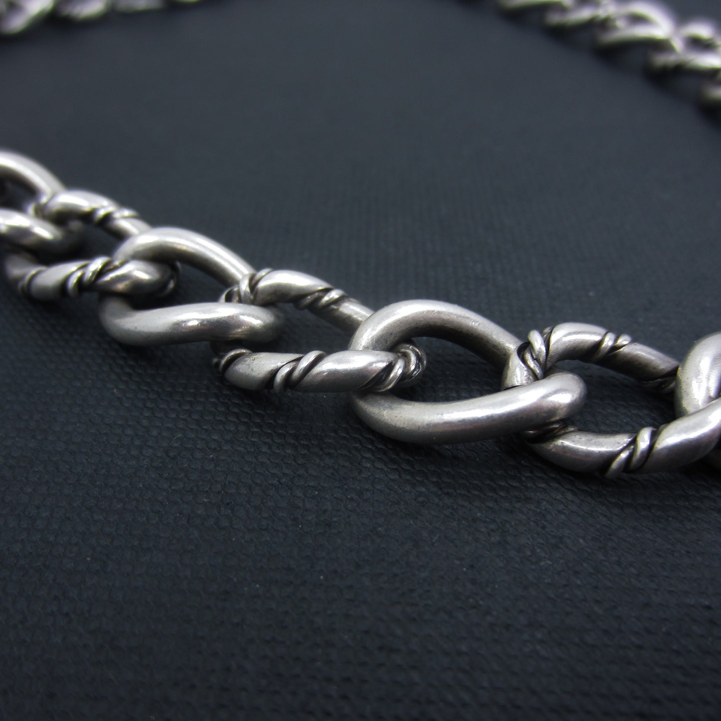 SOLD--MidCentury Georg Jensen USA Heavy Textured Link Chain Sterling c. 1960