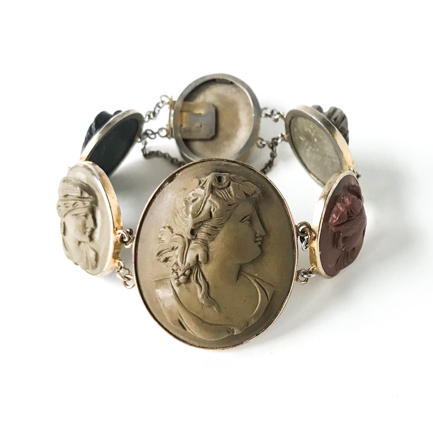 Victorian Lava Cameo Bracelet Gilt Silver c. 1860