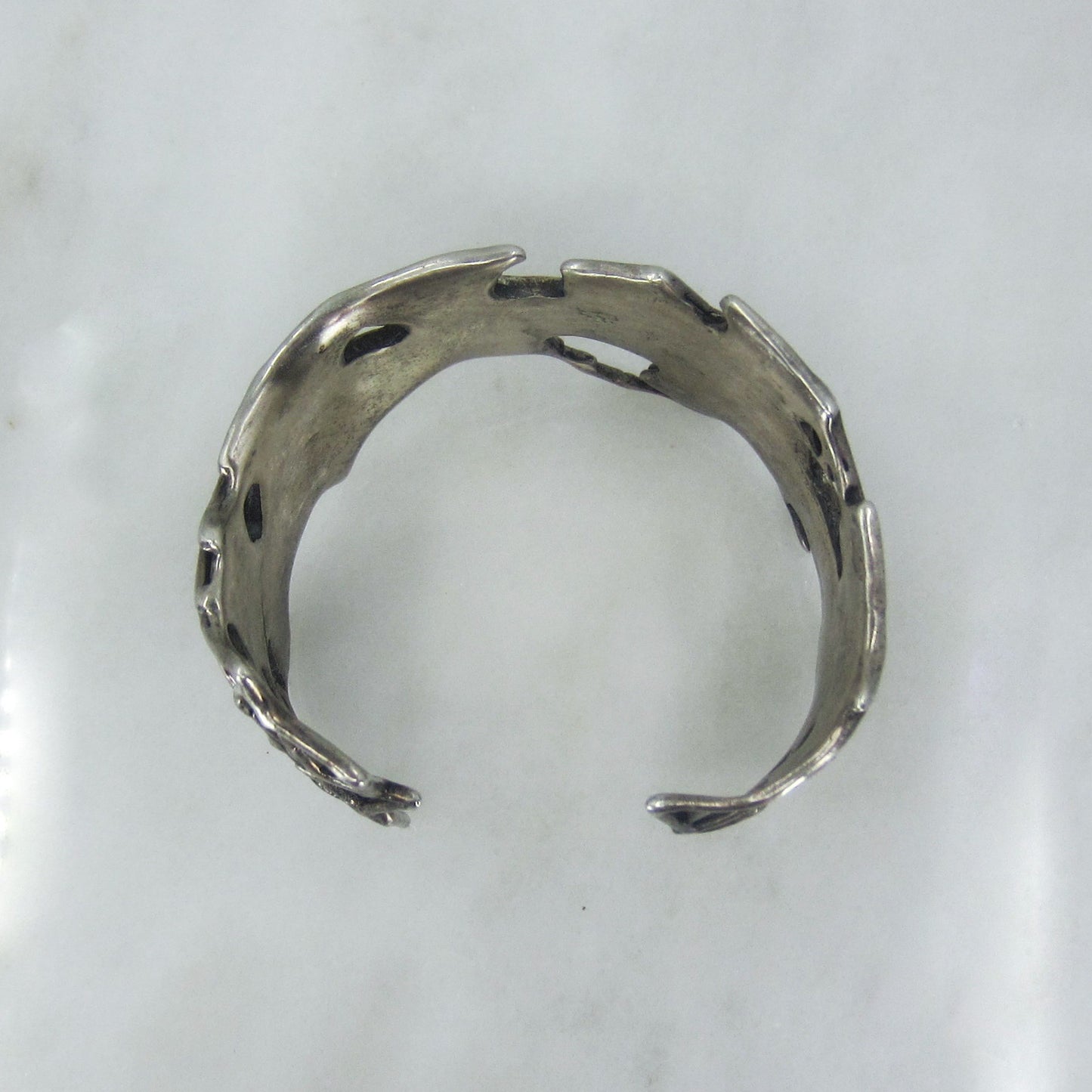 Modernist Geometric Textured Cuff Sterling c. 1970