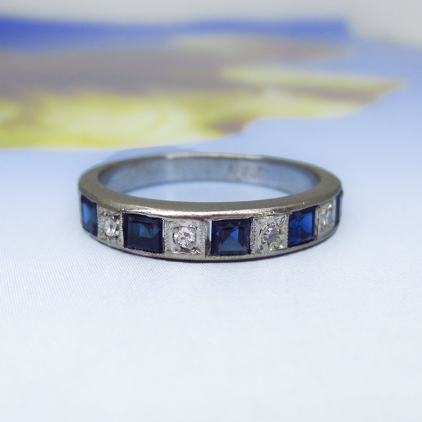 Vintage Sapphire and Diamond Band 18k