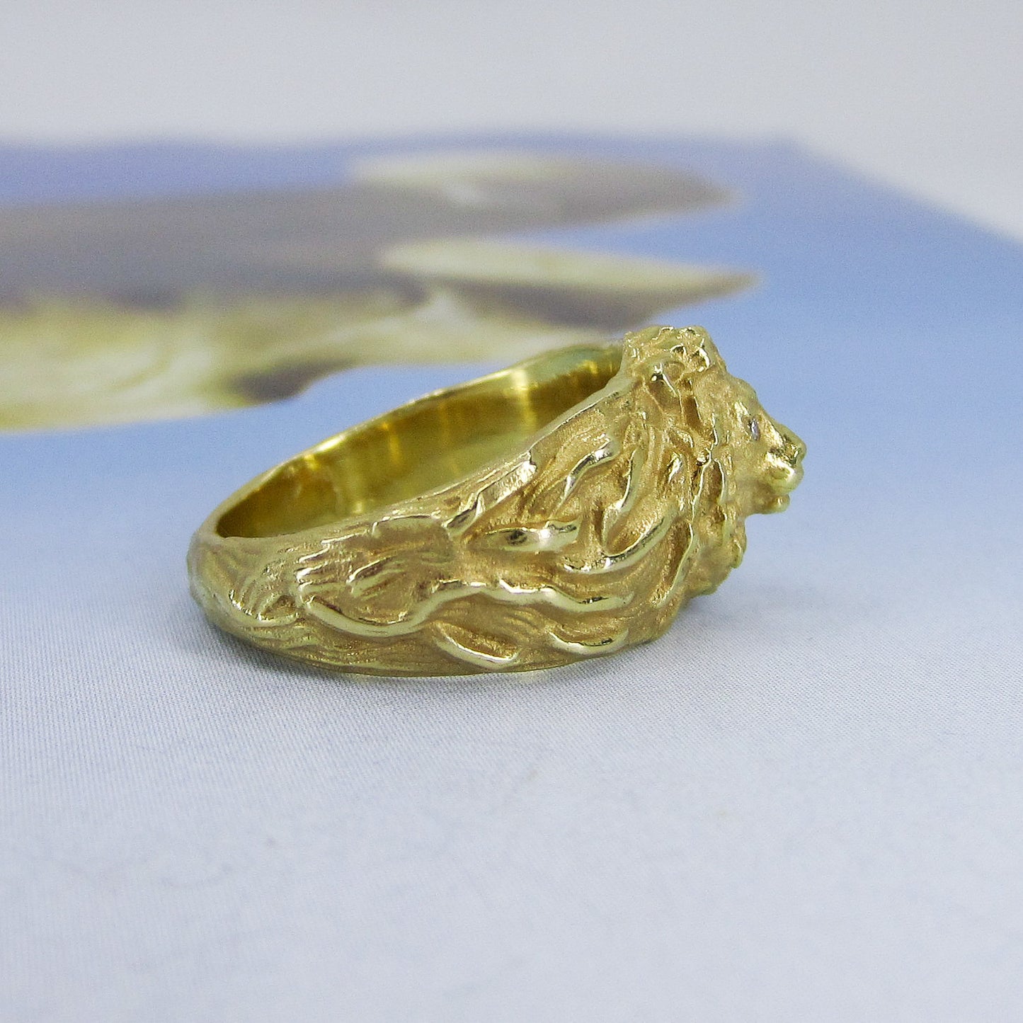 SOLD--Vintage Diamond Lion Ring 14k c. 1950