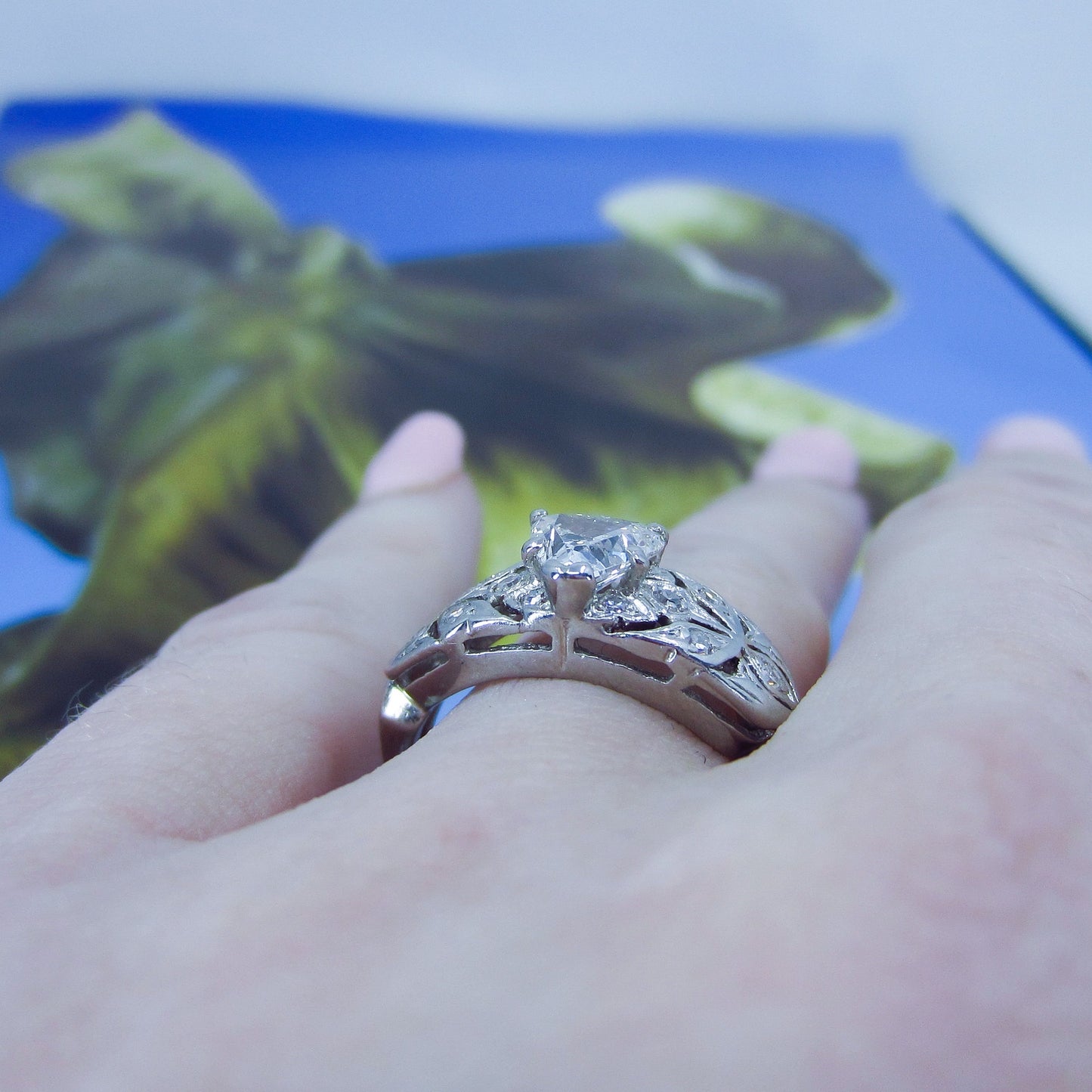 SOLD- Art Deco Heart Cut Diamond Engagement Ring Platinum c. 1940