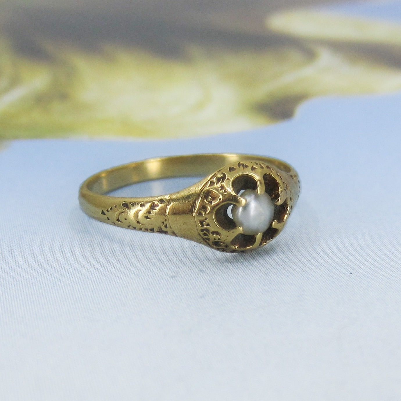 SOLD-Victorian Pearl Ring 18k c. 1880