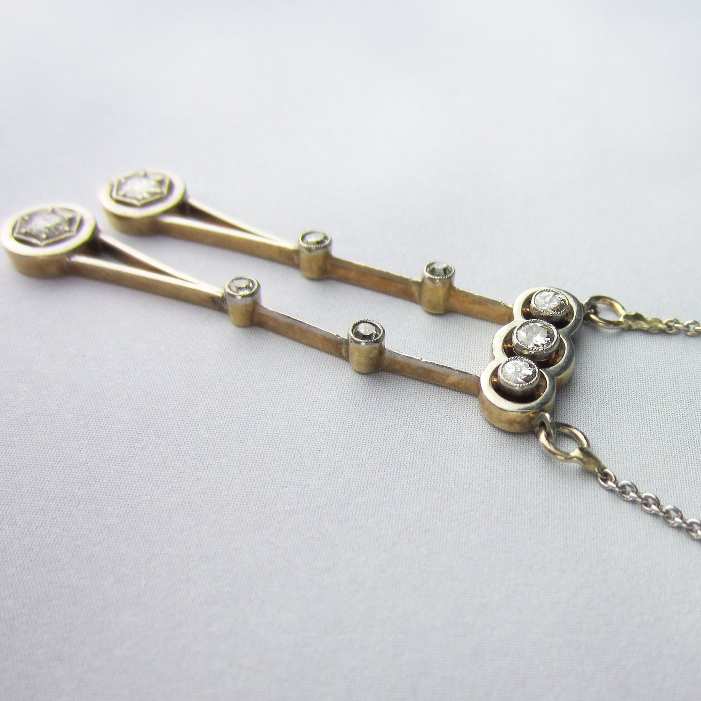 SOLD-Art Deco Diamond Negligee Necklace Platinum/14k c. 1920