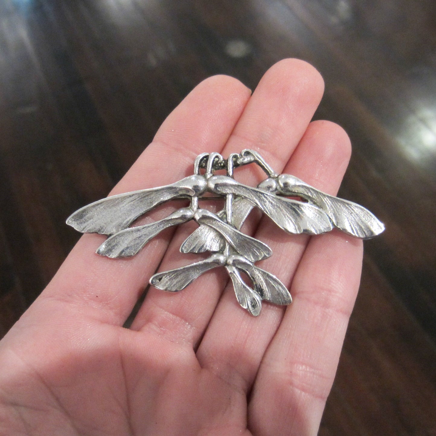 SOLD--Vintage Helicopter Seed Brooch Sterling c. 1960