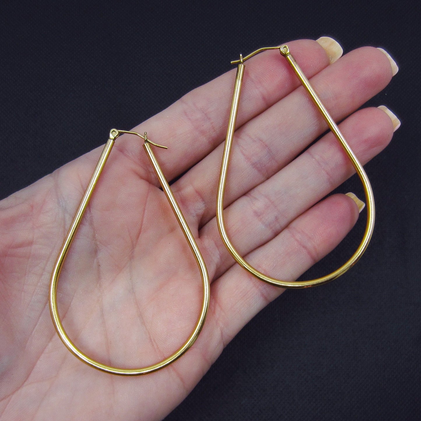 SOLD—Huge Vintage Hoop Earrings 14k c. 1970