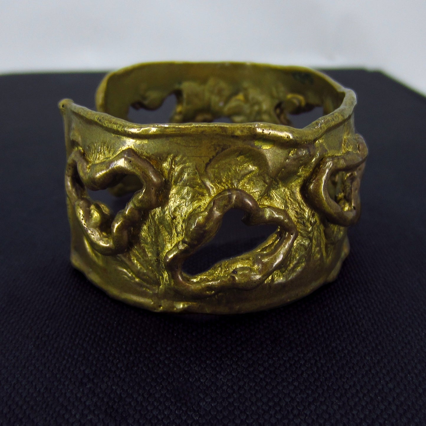 SOLD--Mid-Century Brutalist Gilt Brass Cuff c. 1960