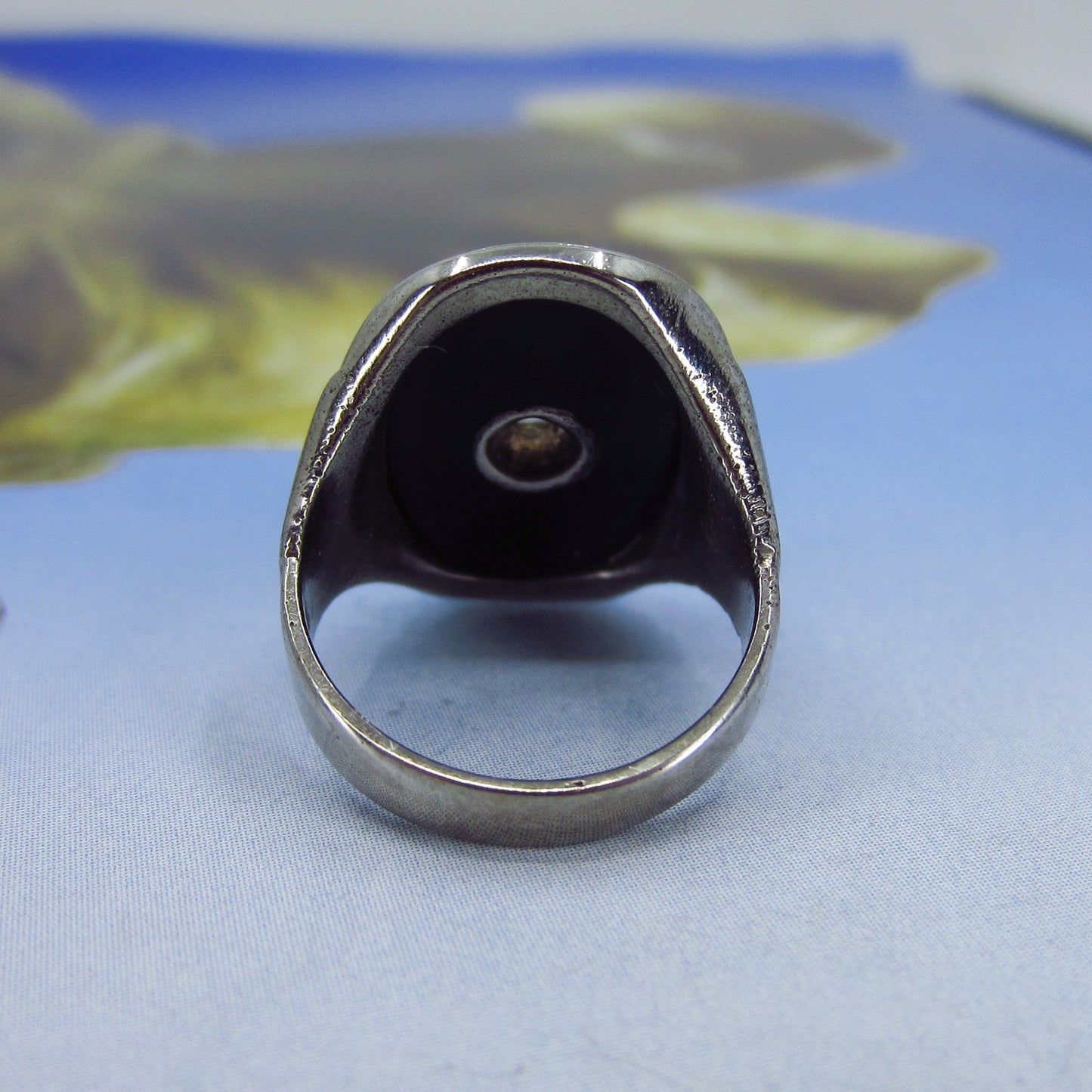 SOLD—Art Deco Old Mine Diamond and Onyx Signet Ring 10kc. 1920