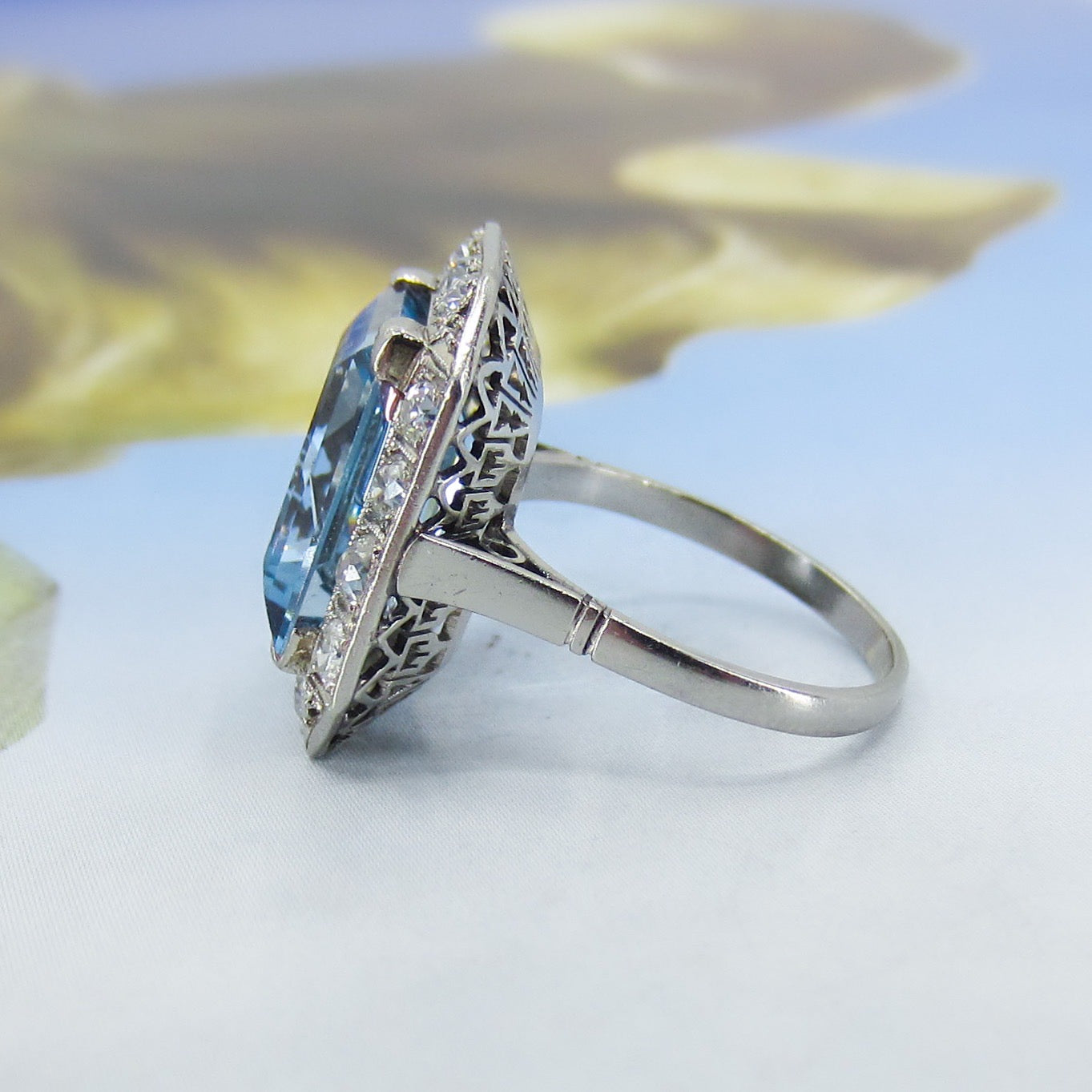 Vintage blue diamond engagement on sale rings