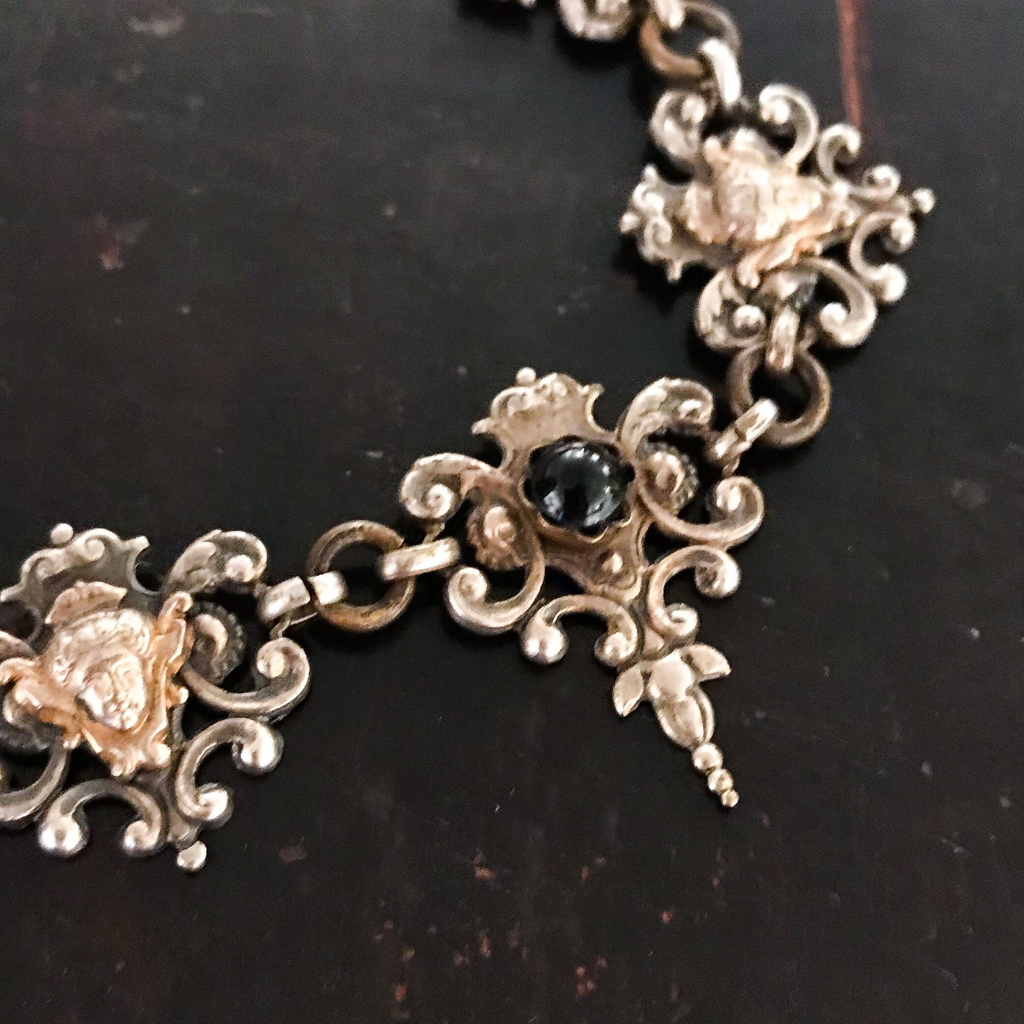 Victorian Neo-Renaissance Necklace Silver Plate c. 1900