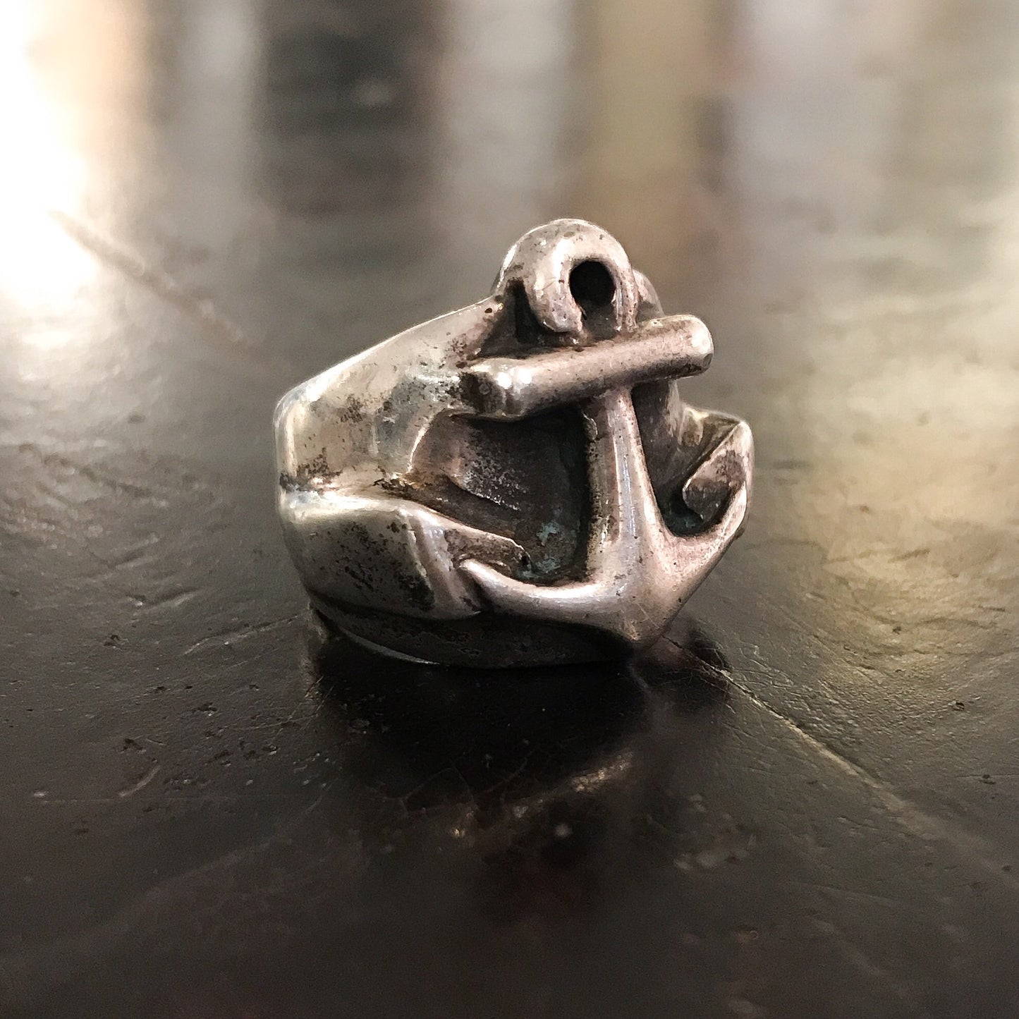 Vintage Heavy Anchor Ring Sterling