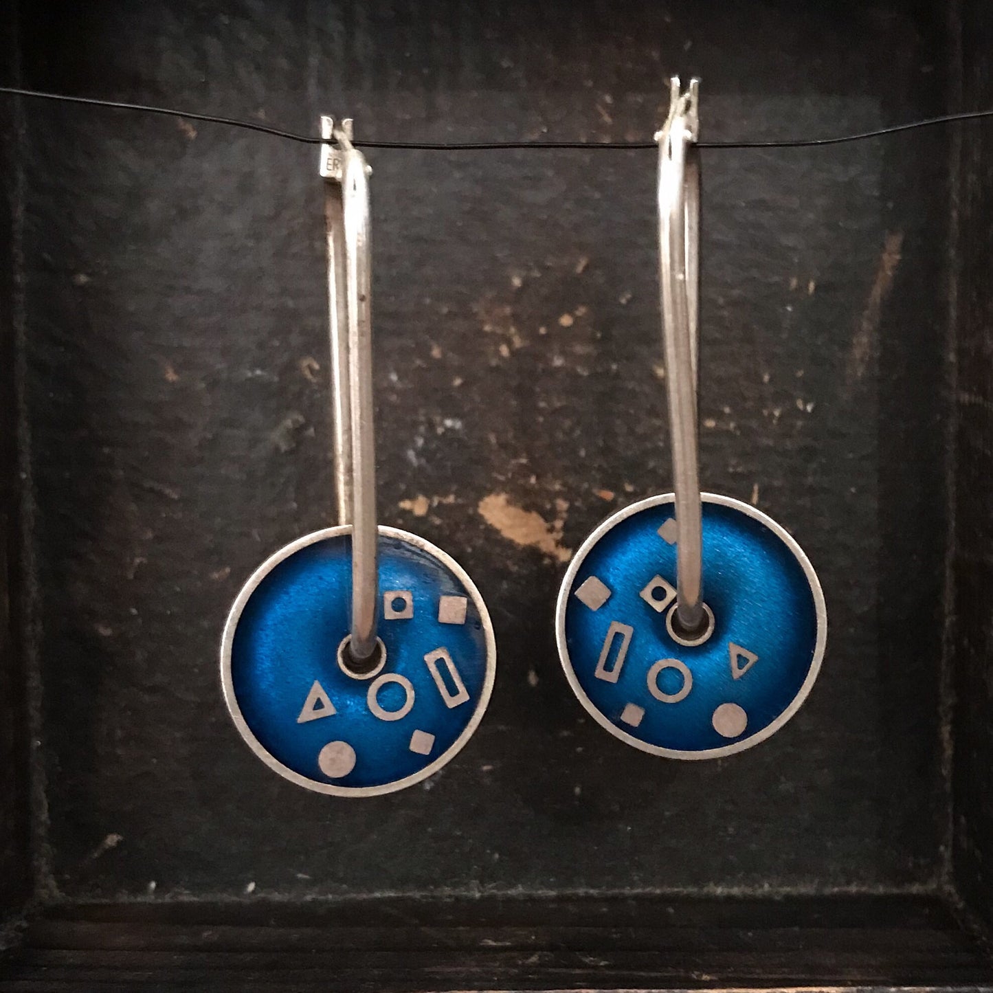 SOLD--Post-Modern Geometric Disc Earrings Sterling c. 1990