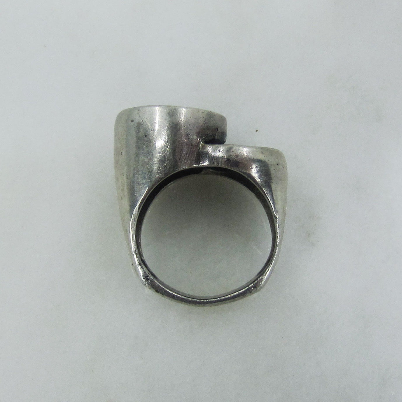 SOLD--Modernist Onyx Circles Ring Sterling c. 1970