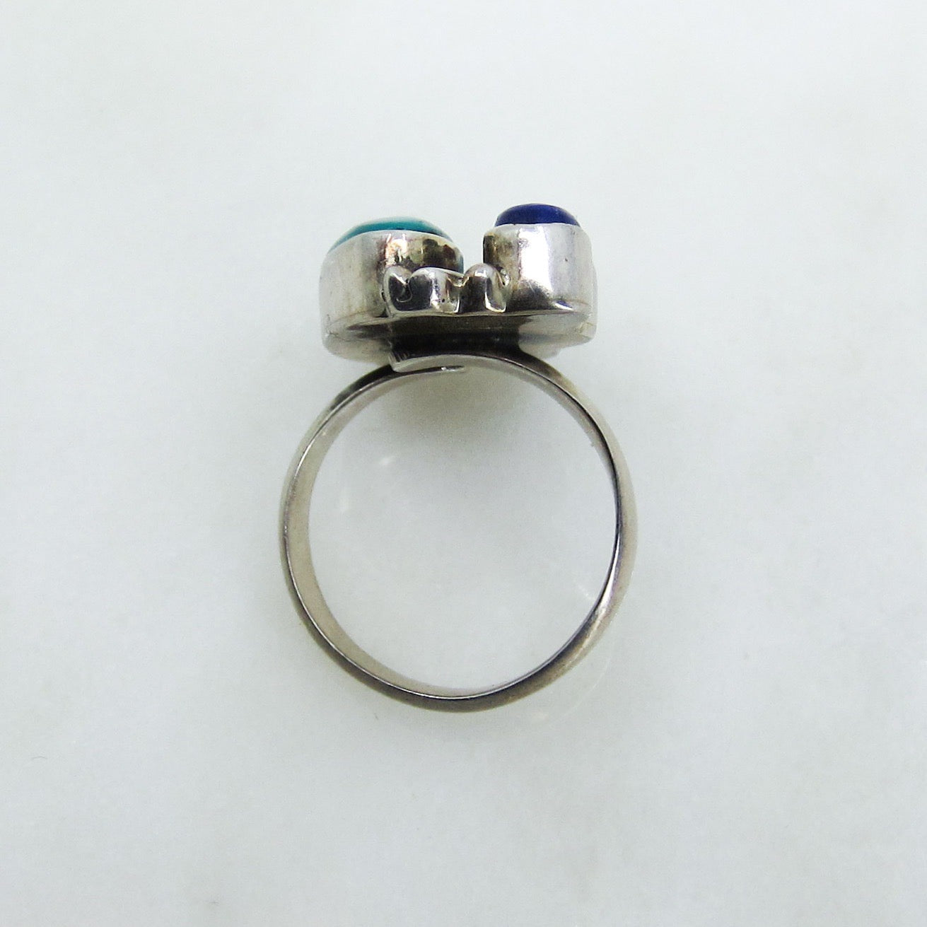 Vintage Big Turquoise, Spiny Oyster and Lapis Ring Sterling c. 1990