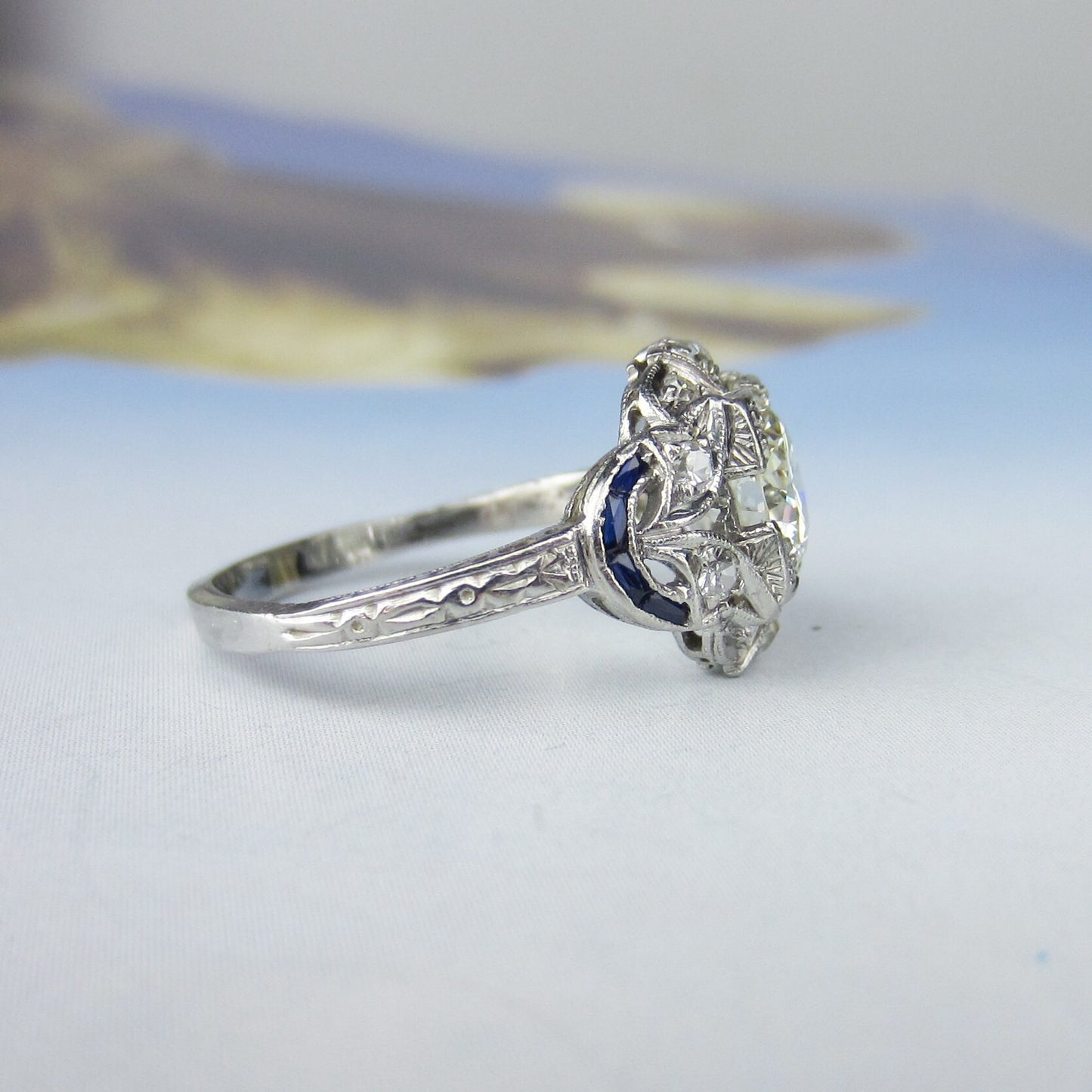 SOLD--Art Deco 1.08ct Diamond Engagement Ring Platinum c. 1930