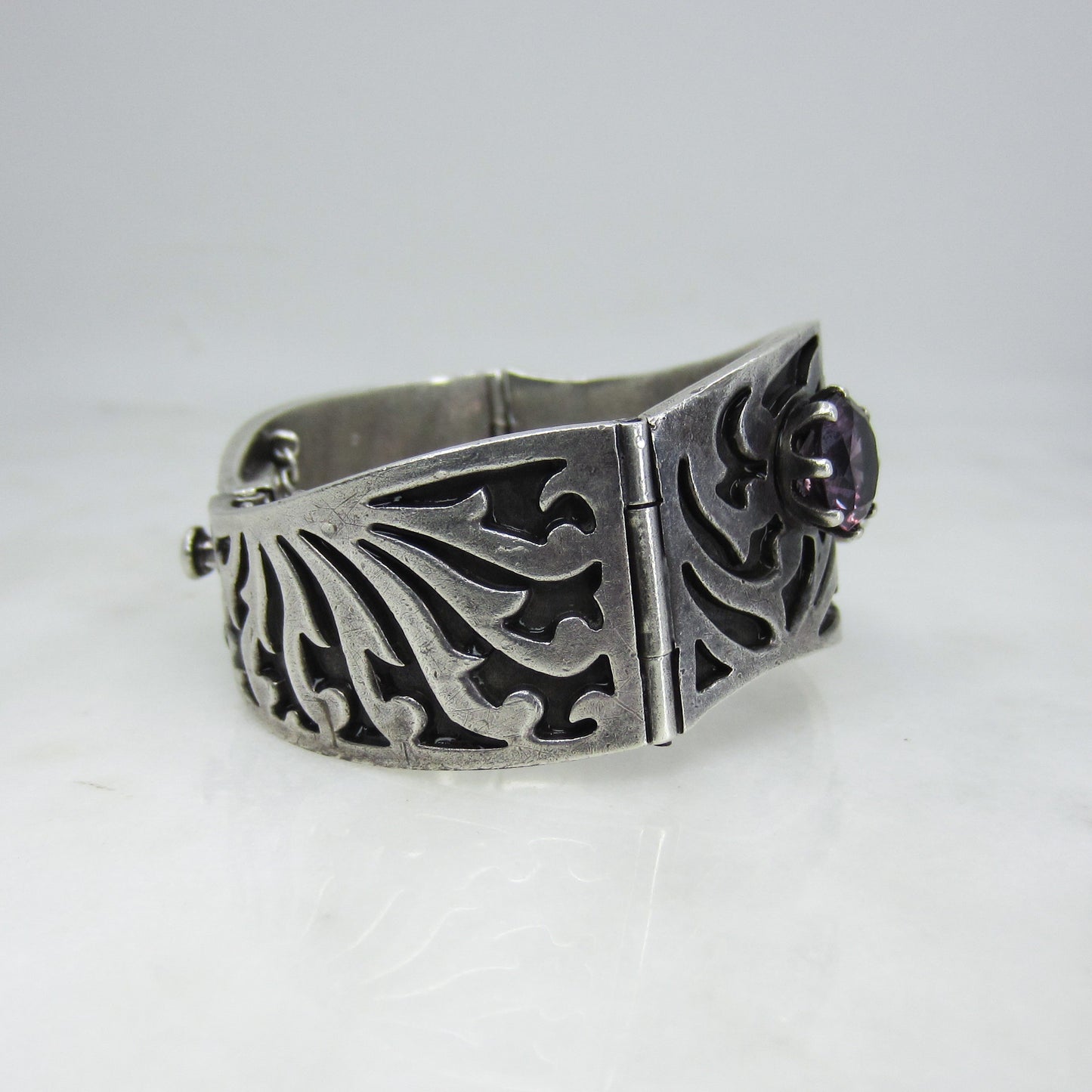 Mid-Century Heavy Hinged Bangle Sterling, Mexico c. 1960