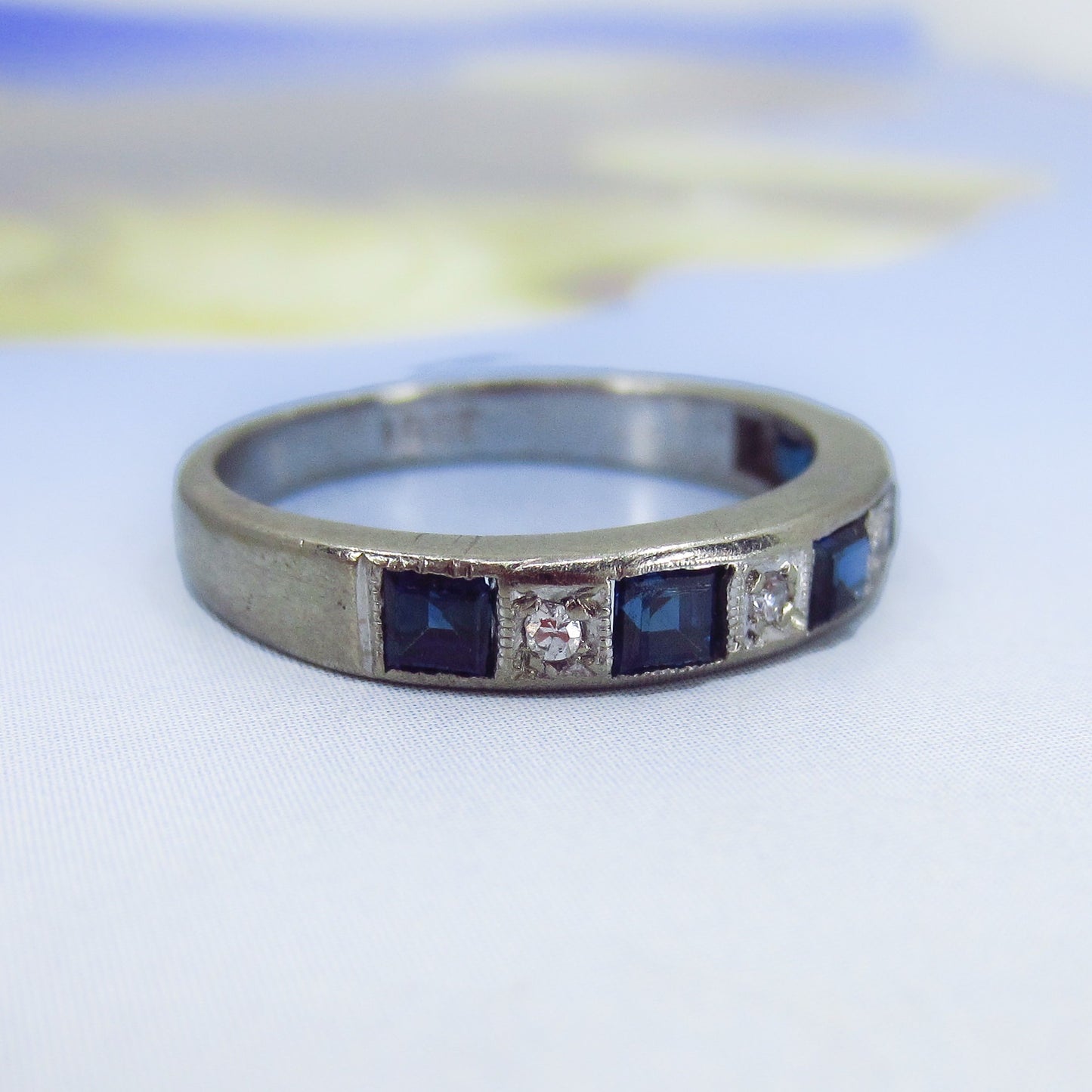 Vintage Sapphire and Diamond Band 18k