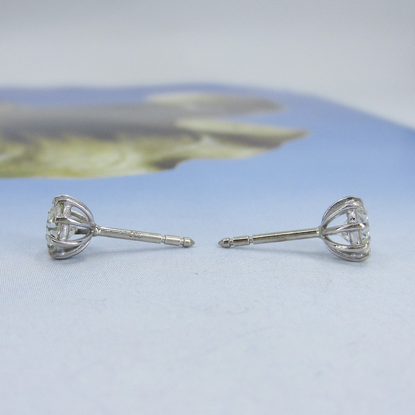 SOLD--Old European Cut Diamond Stud Earrings 14k