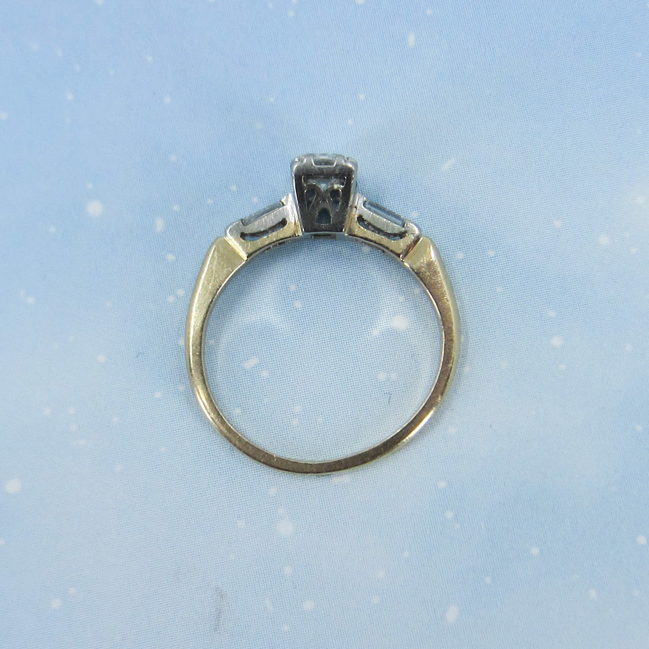 SOLD--Vintage Emerald Cut Diamond Engagement Ring Plat/14k c. 1940