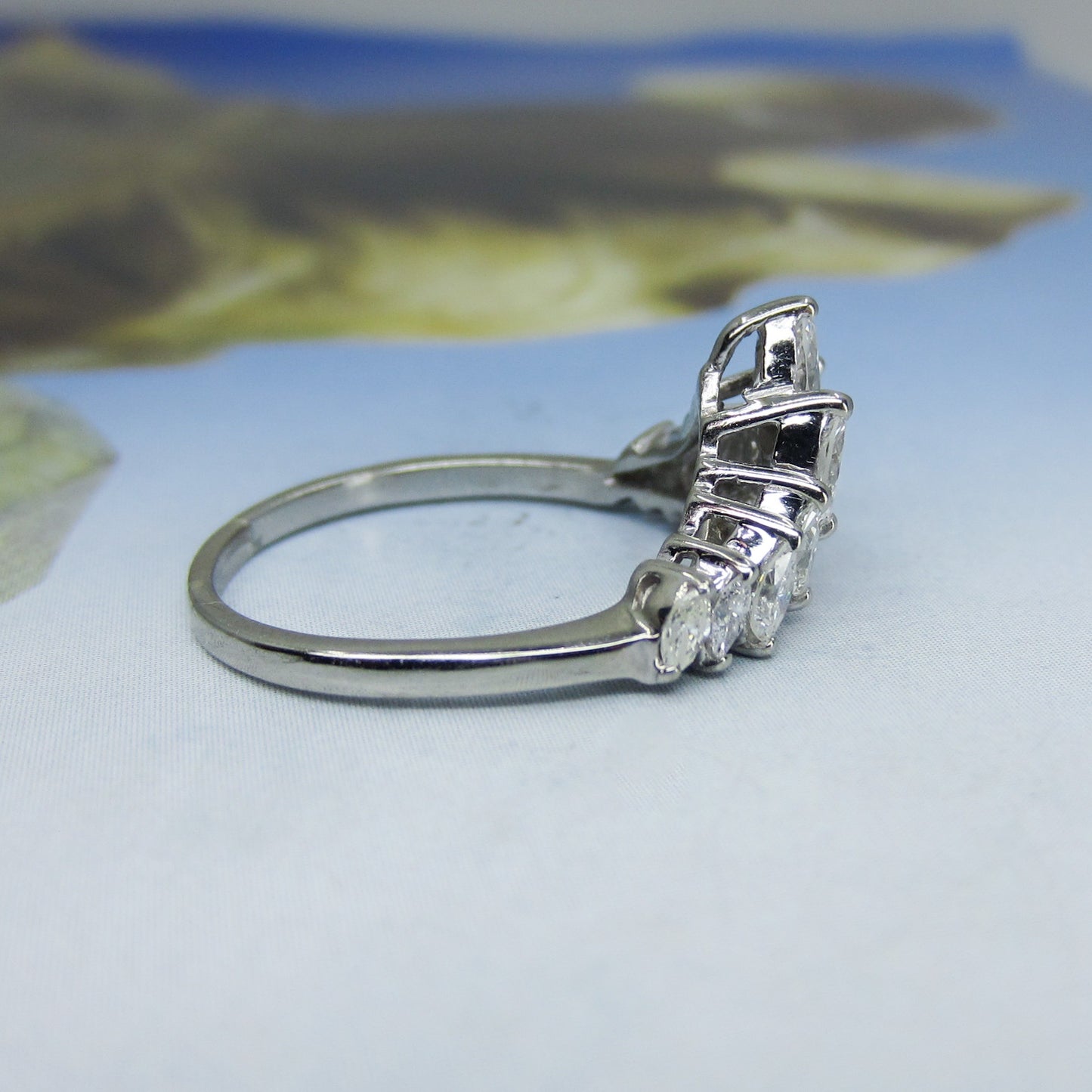 SOLD-Vintage Marquise Diamond Tiara Ring 14k c. 1960