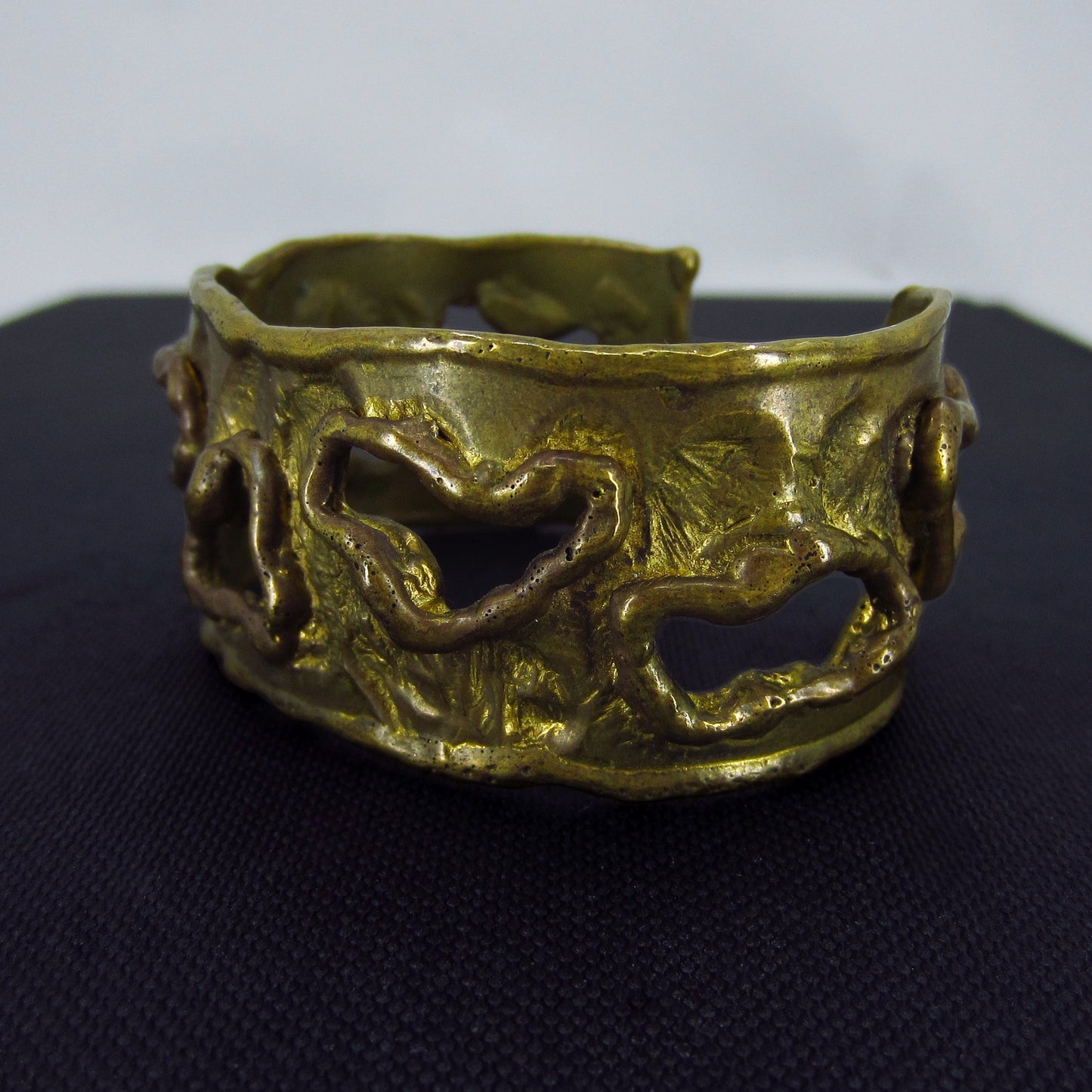 SOLD--Mid-Century Brutalist Gilt Brass Cuff c. 1960