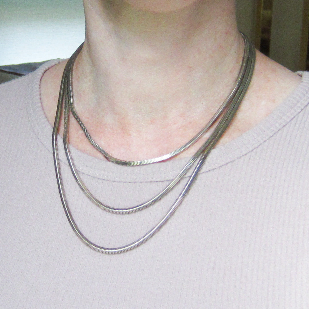 SOLD-Vintage Three Strand Snake Chain Sterling, Scotland c. 1970