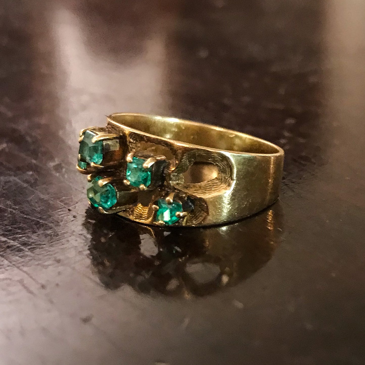 SOLD--Mid-Century Emerald Ring 18k c. 1960