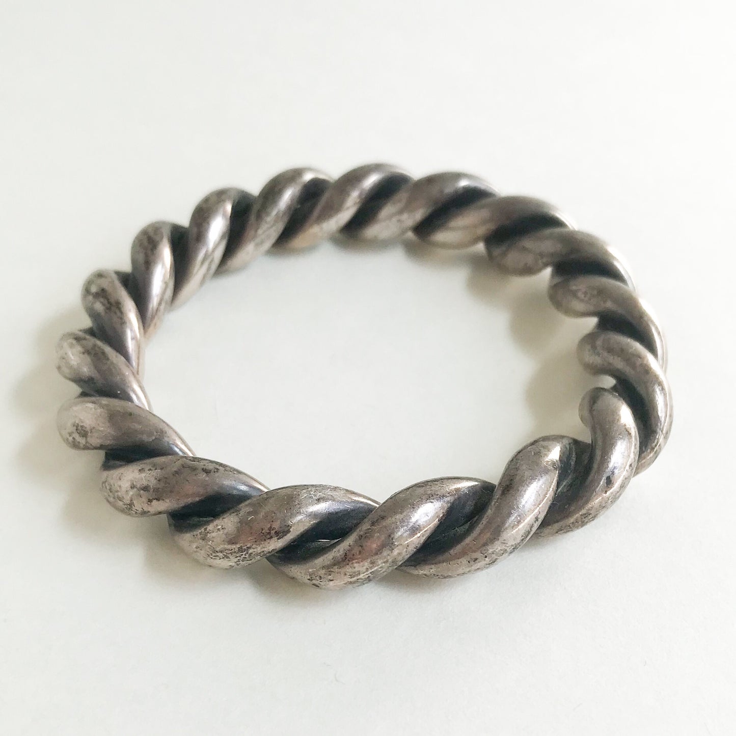 SOLD-Vintage Chunky Twist Bangle Sterling c. 1980