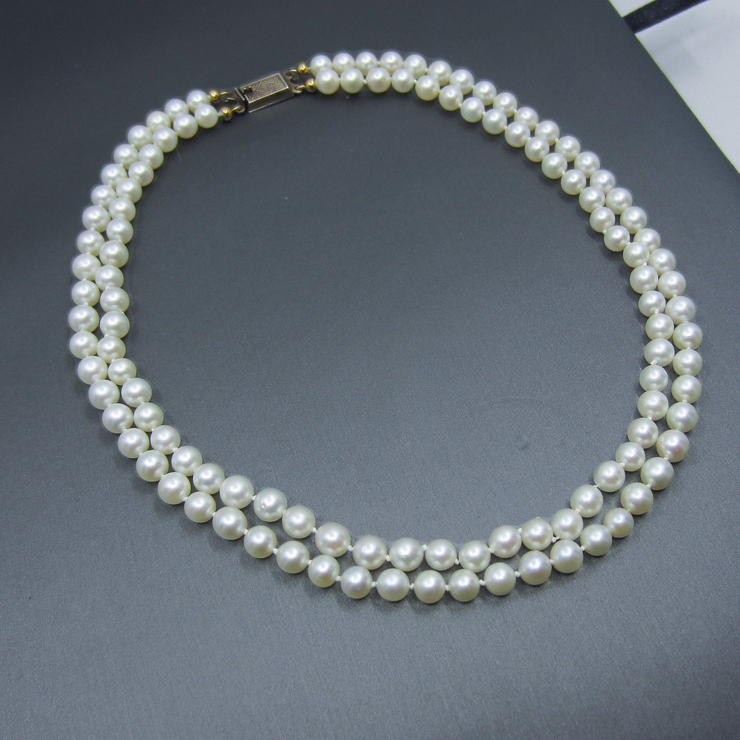 SOLD Mid-Century Double Strand Pearl Necklace Sterling c. 1940