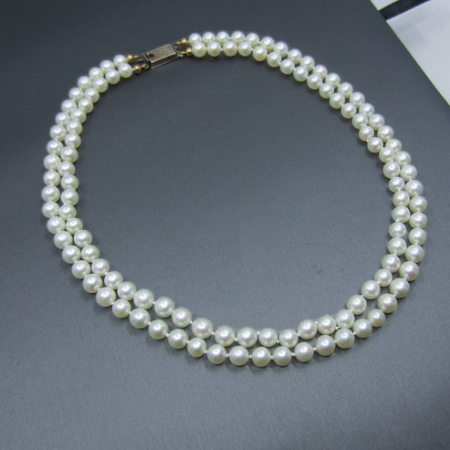 SOLD Mid-Century Double Strand Pearl Necklace Sterling c. 1940 – Bavier ...