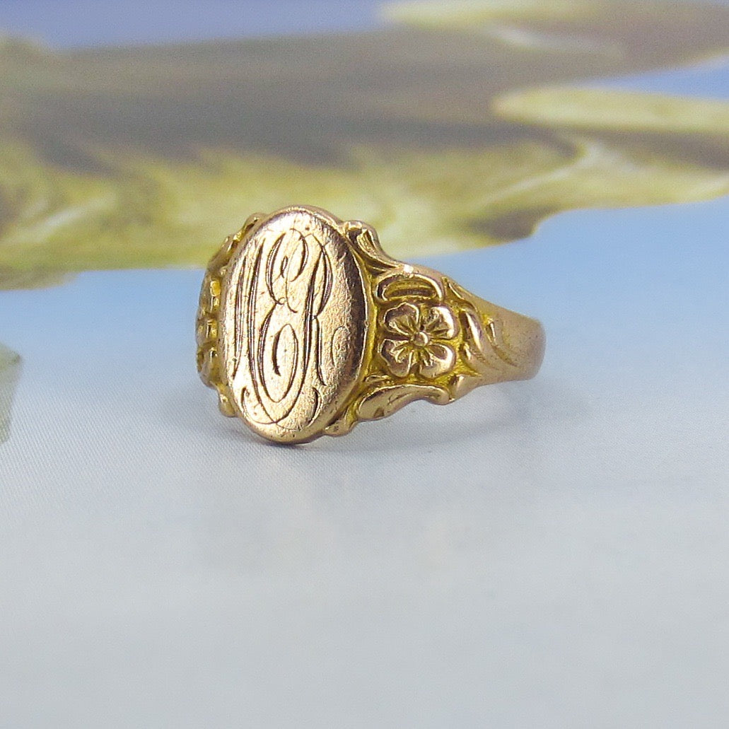 SOLD--Art Deco Signet Pinky Ring 10k c. 1920