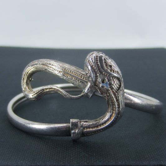 SOLD--Vintage Snake Bangle Sterling Silver c. 1970