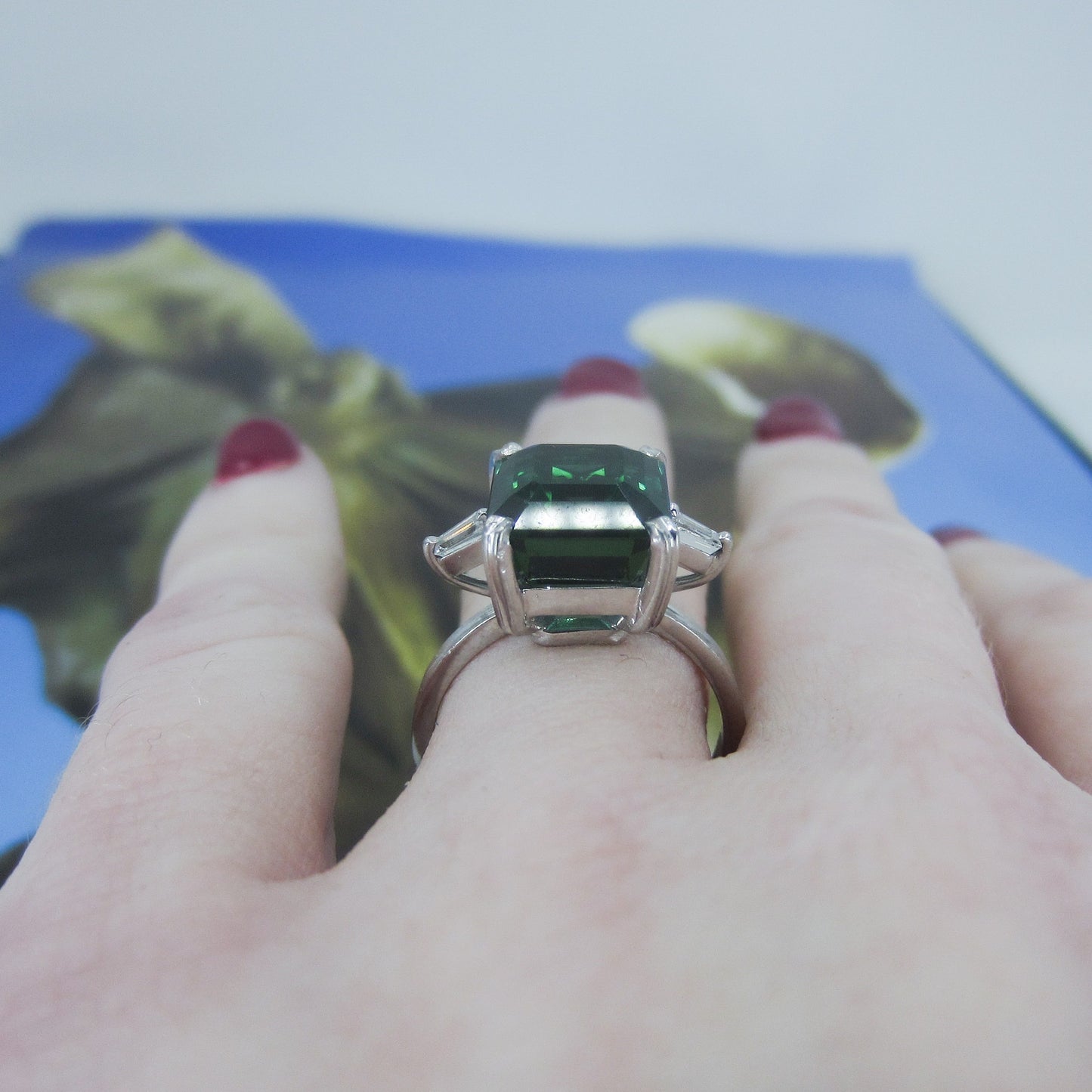 SOLD--Vintage Green Tourmaline and Diamond Ring 18k, H. Stern c. 1990