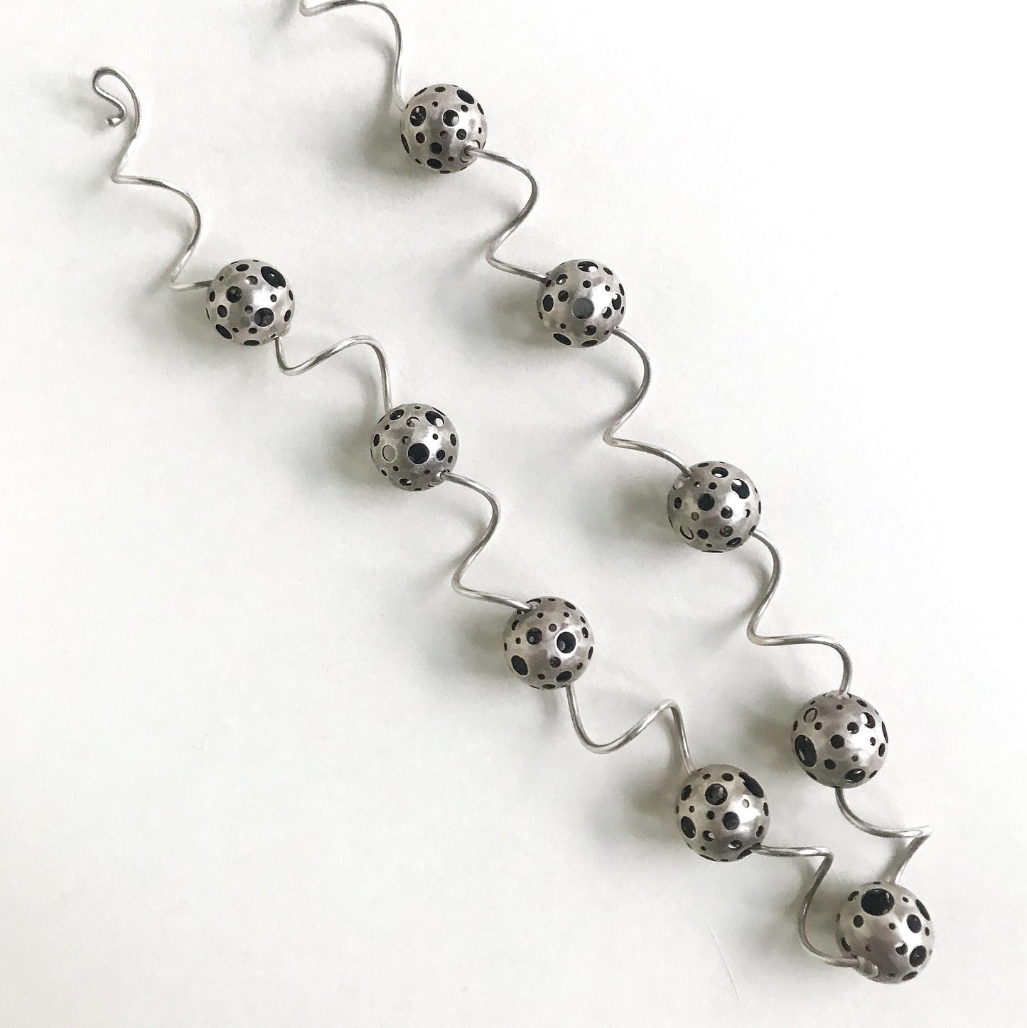 SOLD Post Modern Polka Dot Orbs Necklace Sterling c. 1990