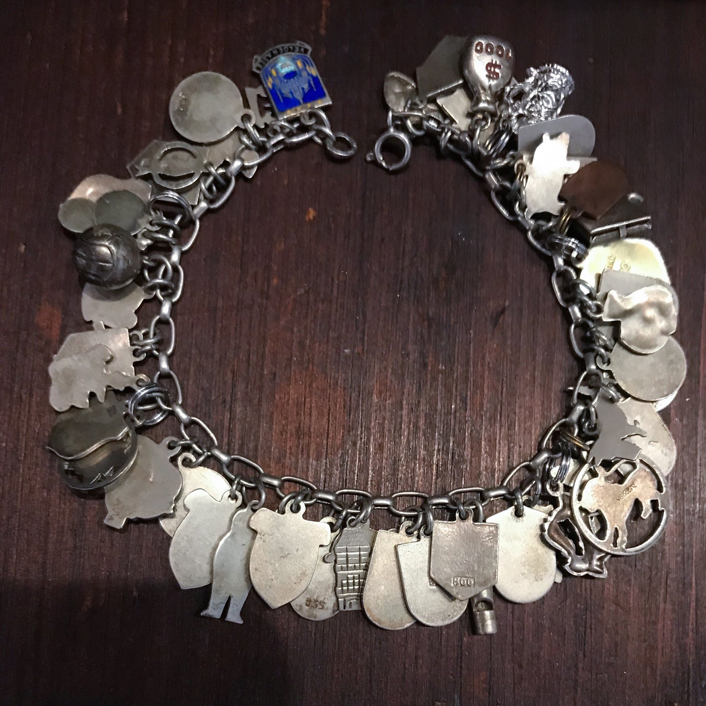 ULTIMATE Travel Charm Bracelet Silver c. 1960