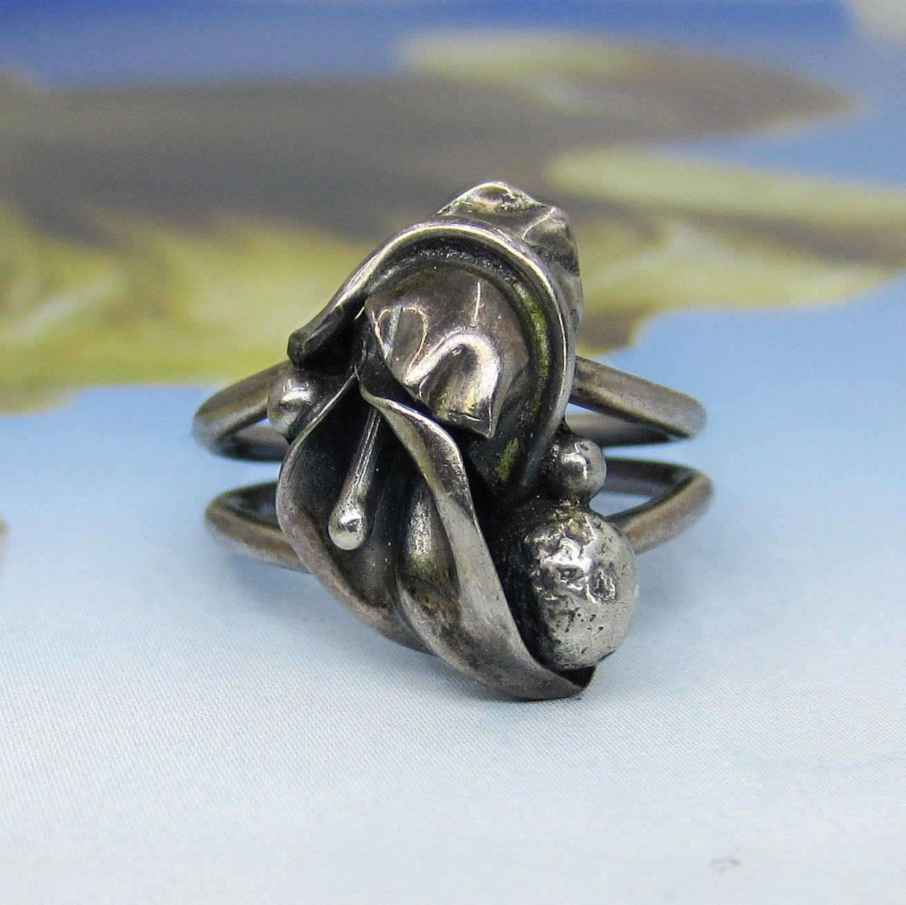 Vintage Calla Lily Ring Sterling c. 1950
