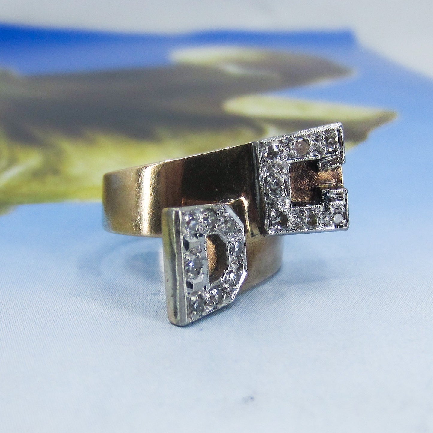 Mid-Century Diamond “DC” Ring 14k c. 1960