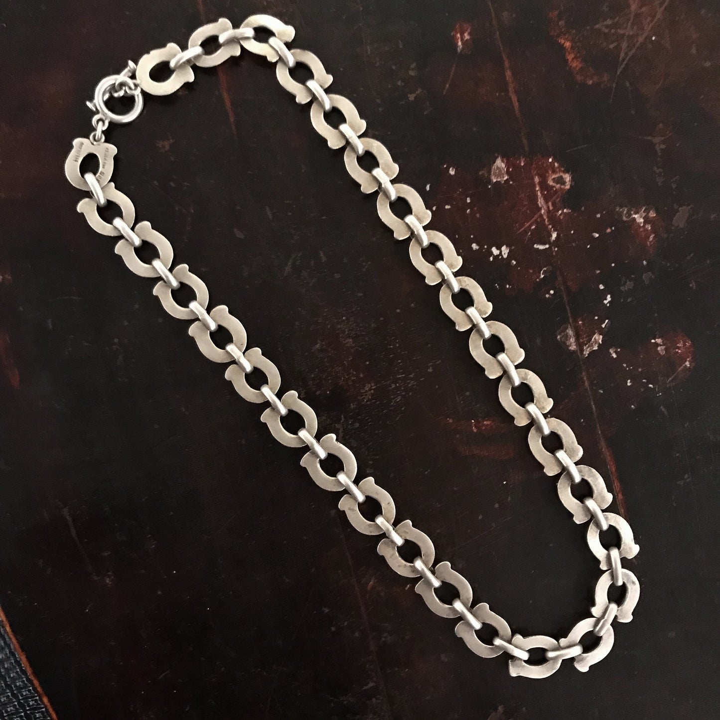 SOLD--Vintage Heavy Omega Link Chain Necklace Sterling, Mexico c. 1970