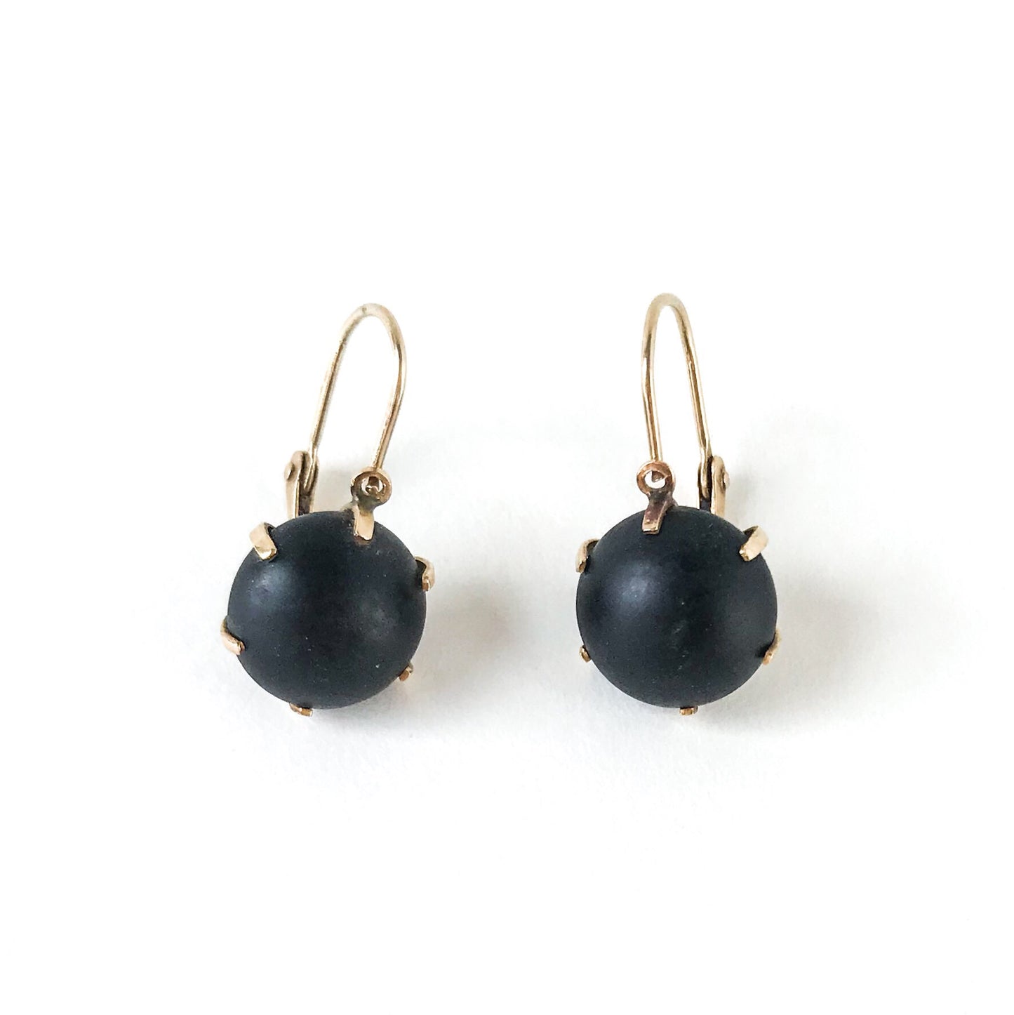 SOLD-Victorian Onyx Drop Earrings 14k c. 1890