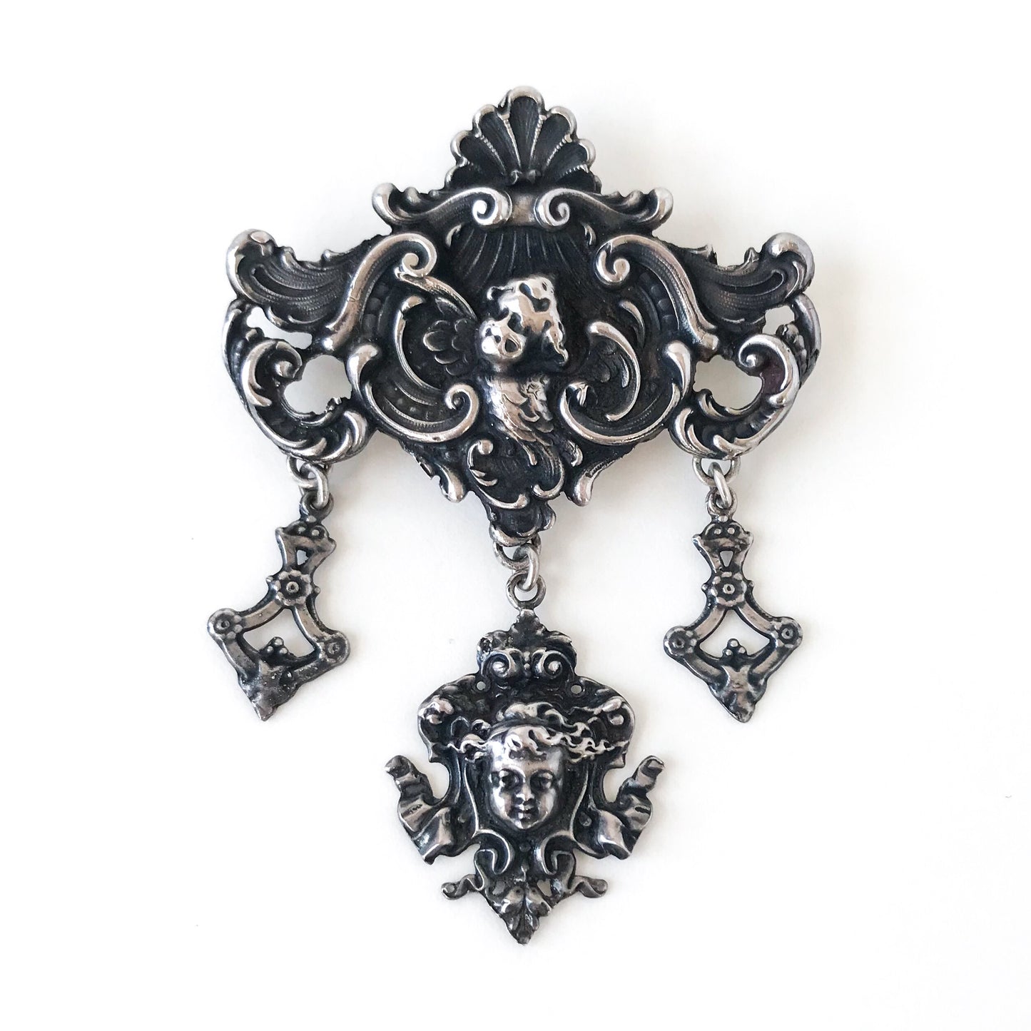 Huge Antique Elements Brooch Sterling c. 1890