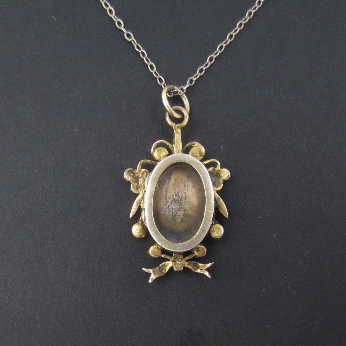 SOLD--Victorian Hand Painted Locket Gilt Sterling c. 1880