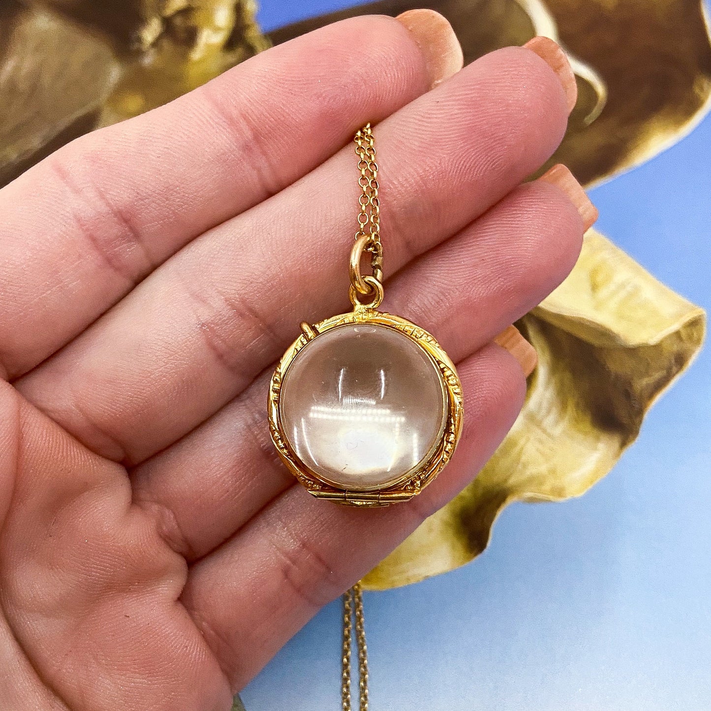 SOLD Victorian Rock Crystal Pools of Light Locket 15k c. 1890