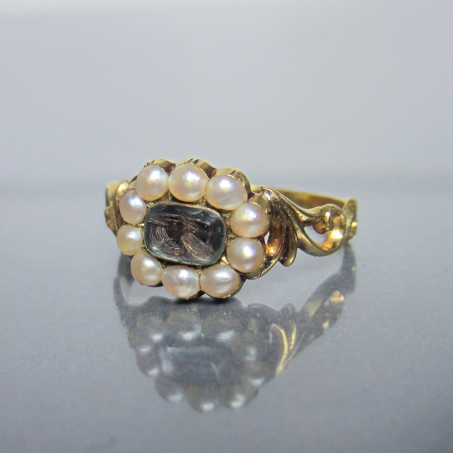 SOLD--Early Victorian Mourning Ring 18k c. 1851
