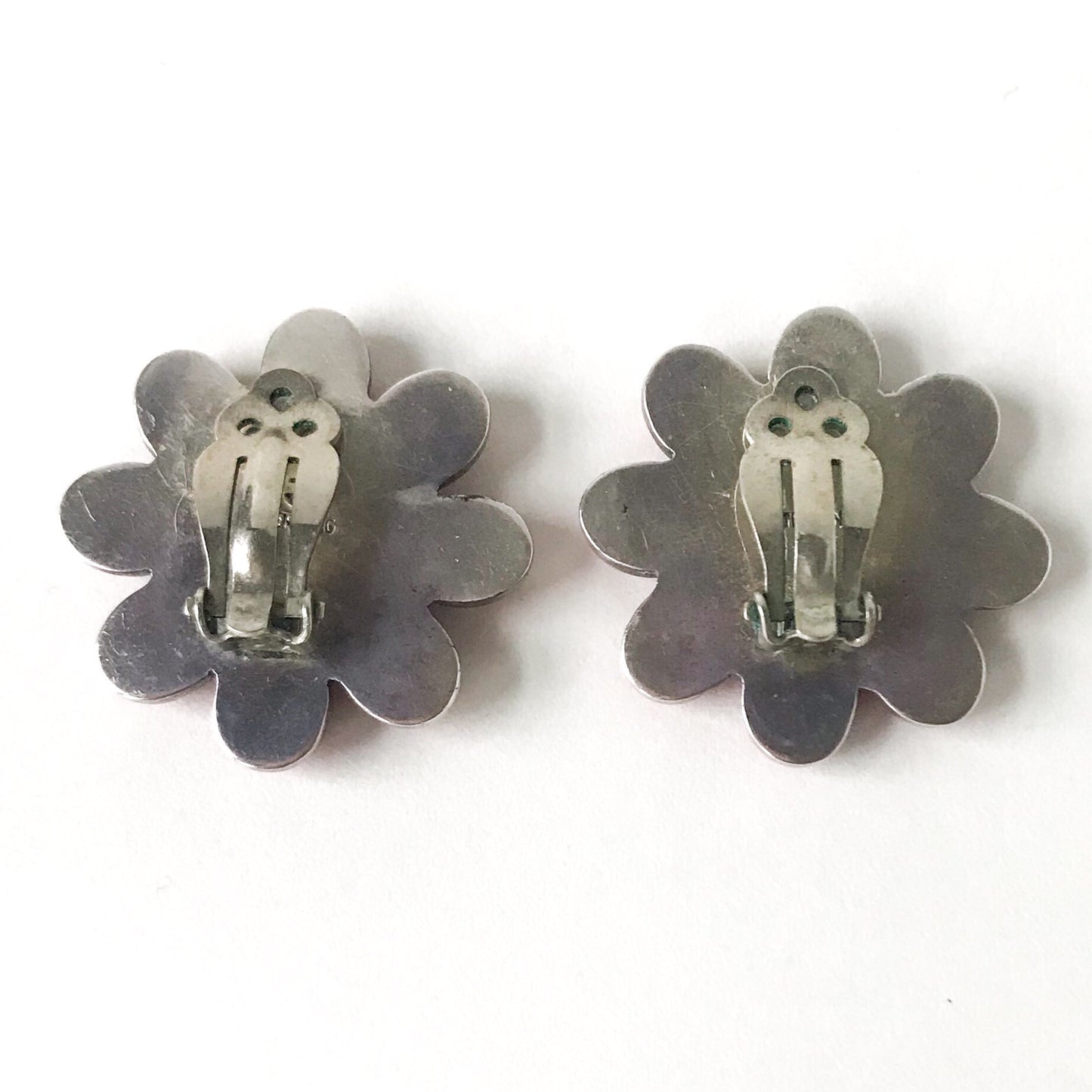 SOLD--Vintage Federico Jimenez Coral Cluster Earrings Sterling c. 1990