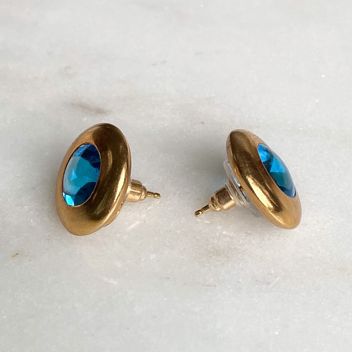 SOLD-Estate Blue Topaz Earrings 18k, Tamara Comolli