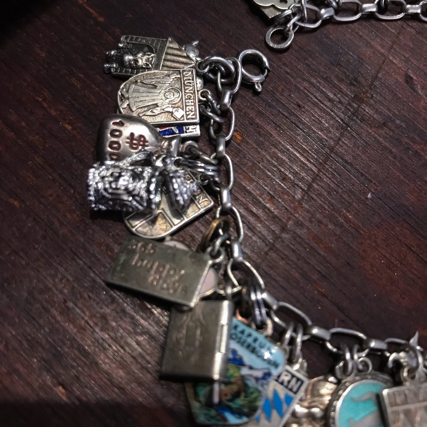 ULTIMATE Travel Charm Bracelet Silver c. 1960