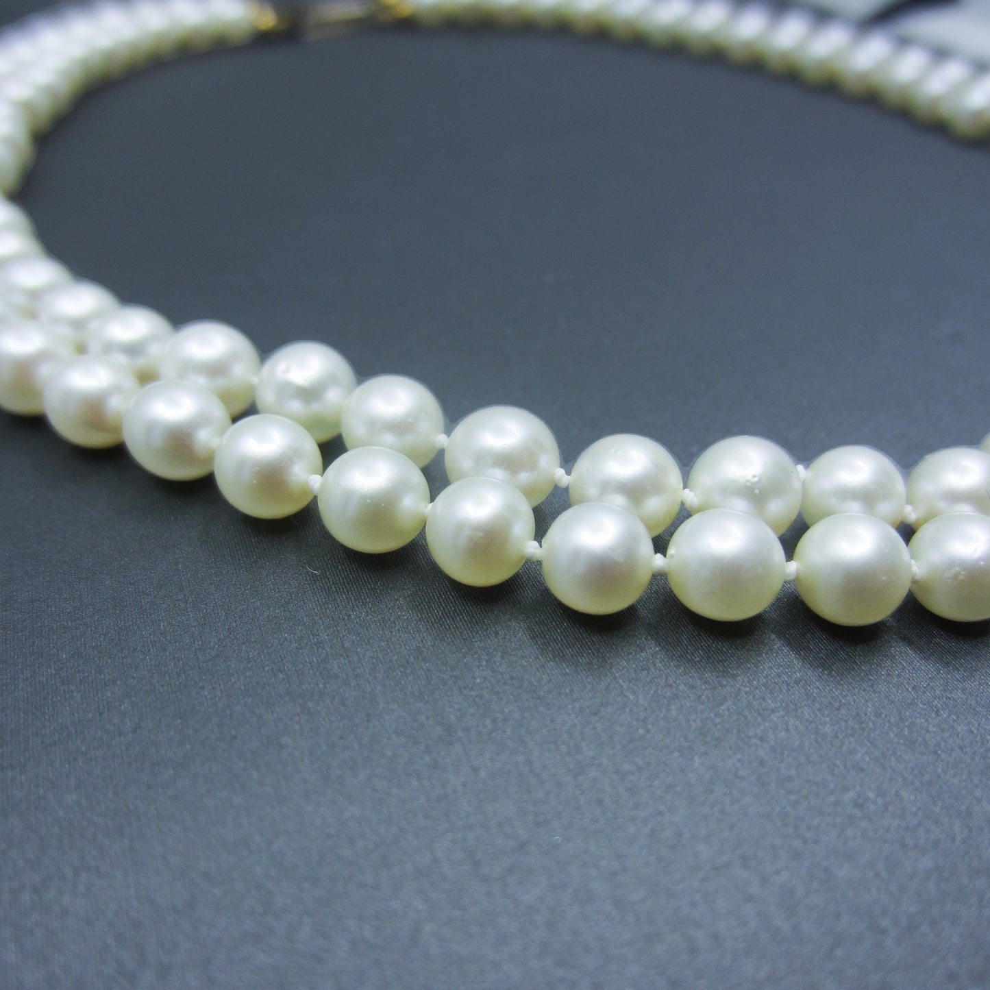 SOLD Mid-Century Double Strand Pearl Necklace Sterling c. 1940