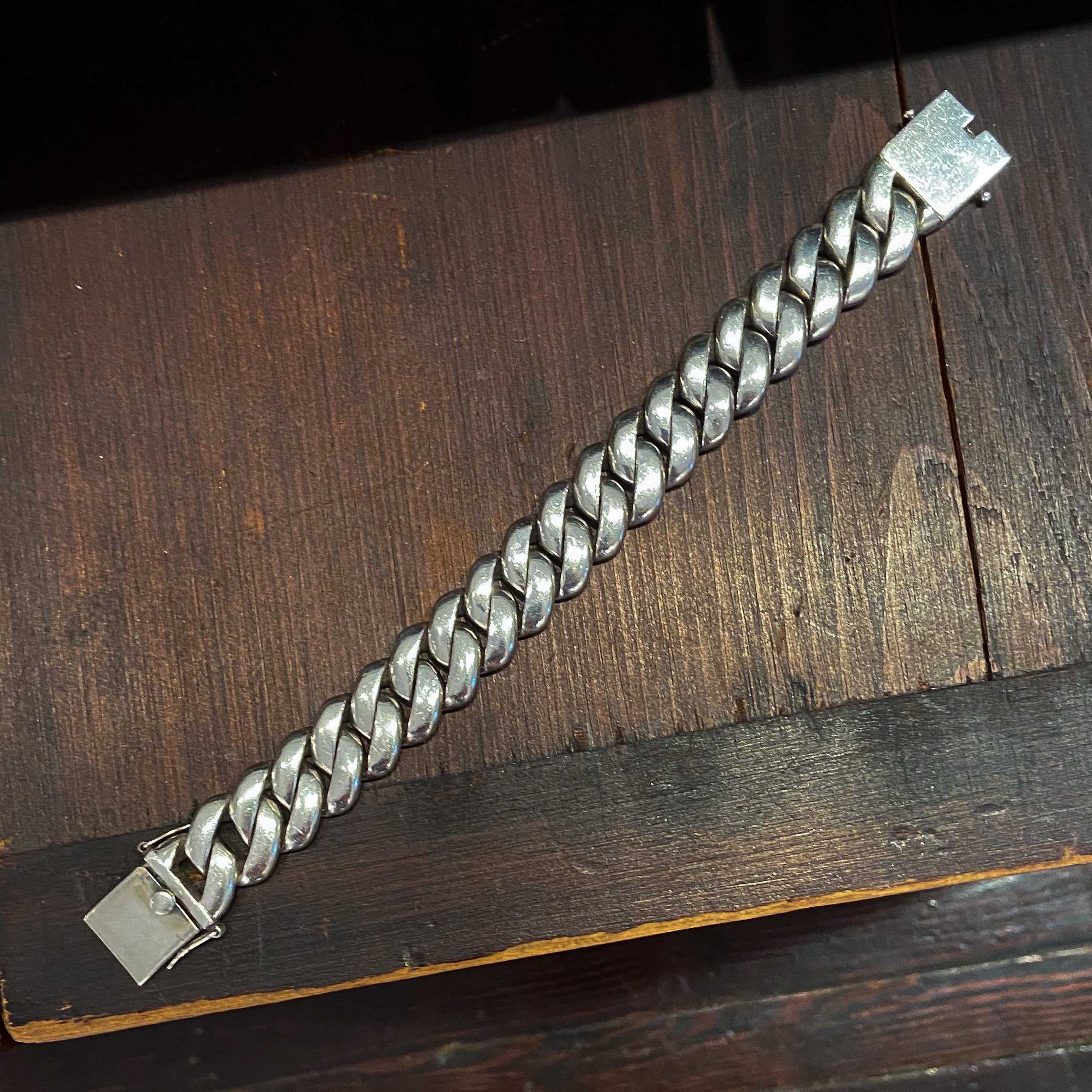 SOLD--Vintage SUPER HEAVY Men's Curb Link Bracelet Sterling